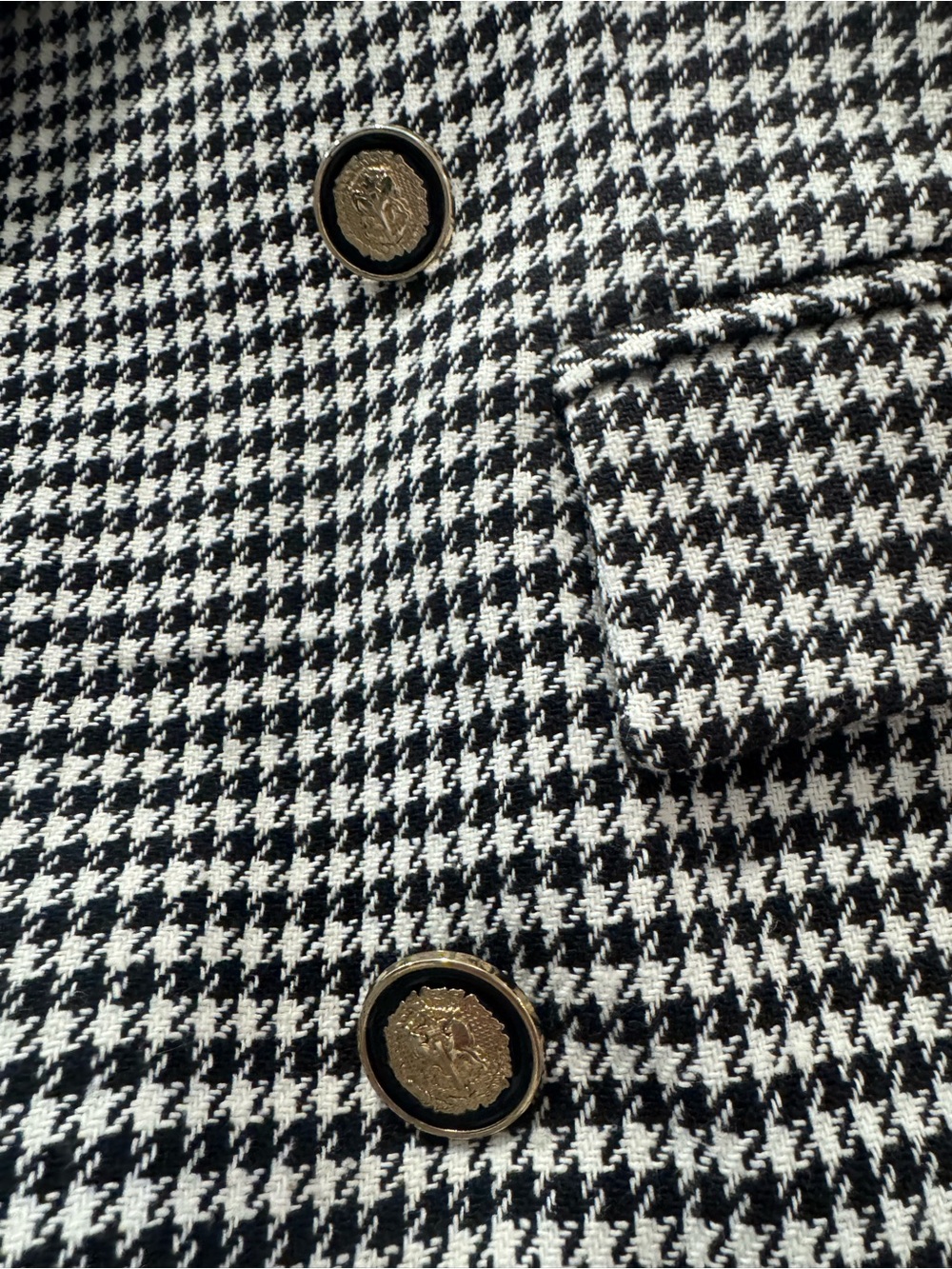 Zara Black & White Houndstooth Double-Breasted Blazer size XS - Picture 2 of 4
